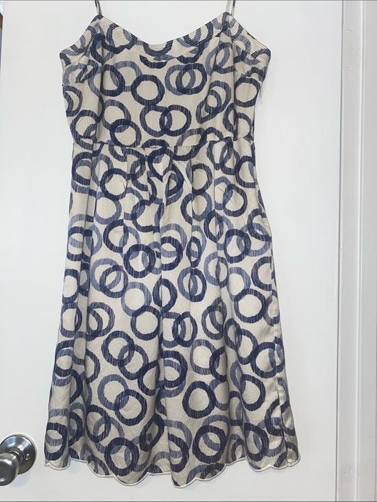 Juicy Couture Dresses & Skirts - Juicy Couture Silk Navy Circle-Print Cream Dress